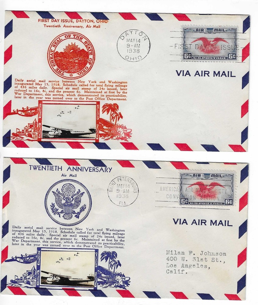 FDC's   # C23-40a , C23-42   --  6c  Eagle  --   Crosby