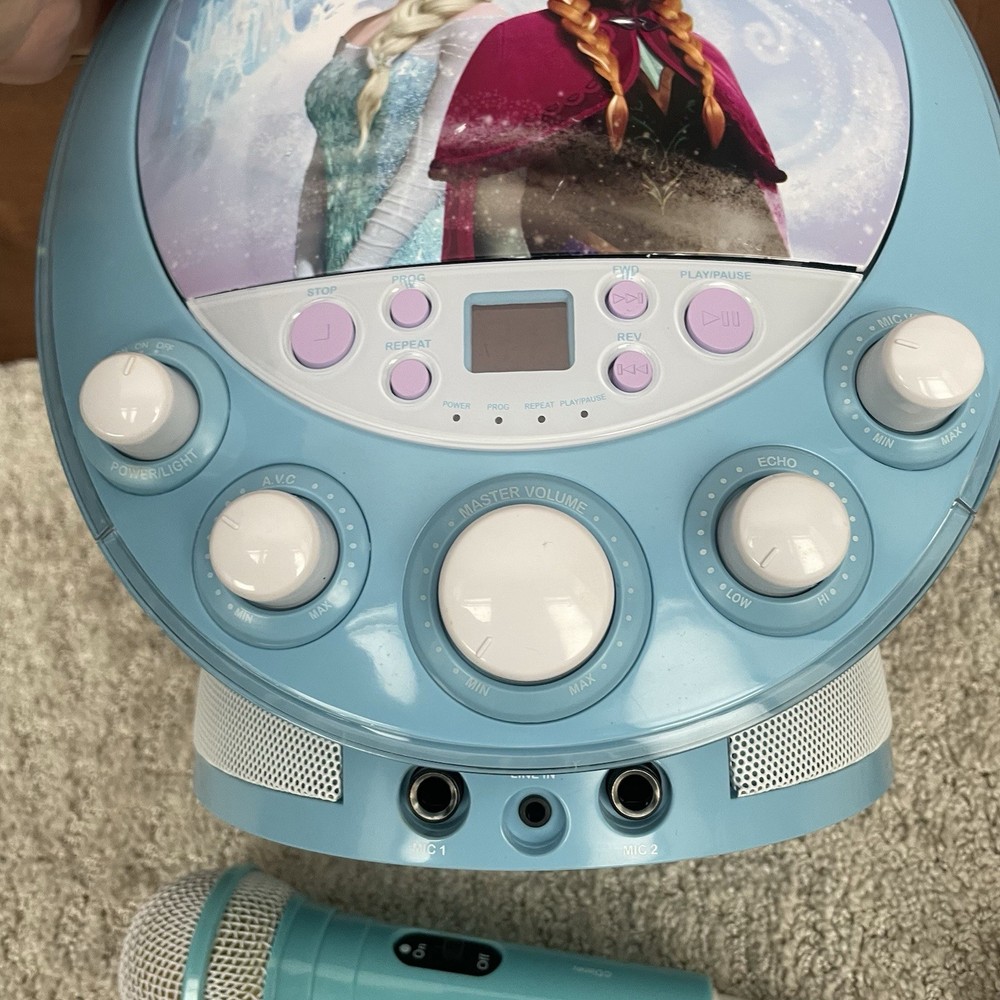 Disney Frozen Lighted Karaoke Machine Includes One Microphone Tested Works!