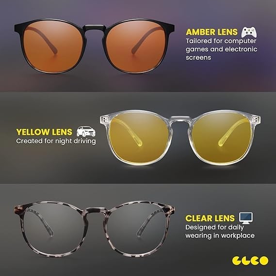 Chic & Comfy Blue Light Glasses for Women - 3-Pack Round Frames, Screen-Ready...