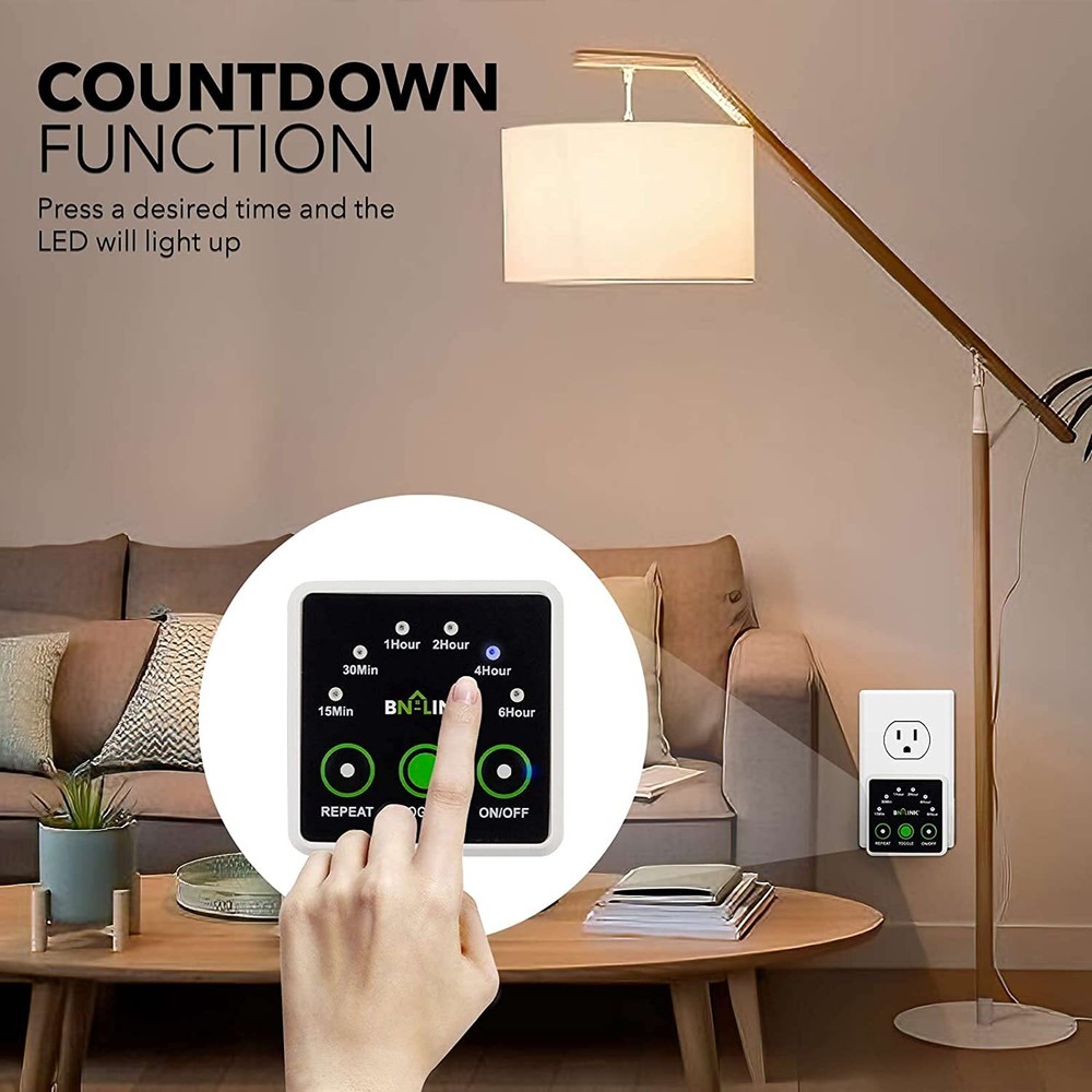 BN-LINK Smart Digital Countdown Timer with 3-Prong Grounded Outlet