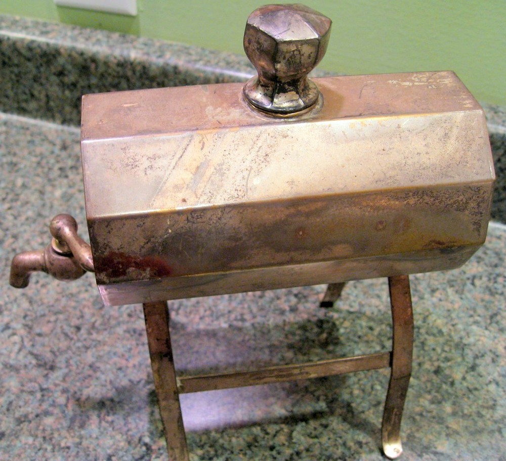 primitive silver plate decagon – maple syrup or cream dispenser