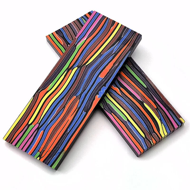 2 PCS Rainbow G10 Composite Knife Handle Scales Blanks Damascus Pattern