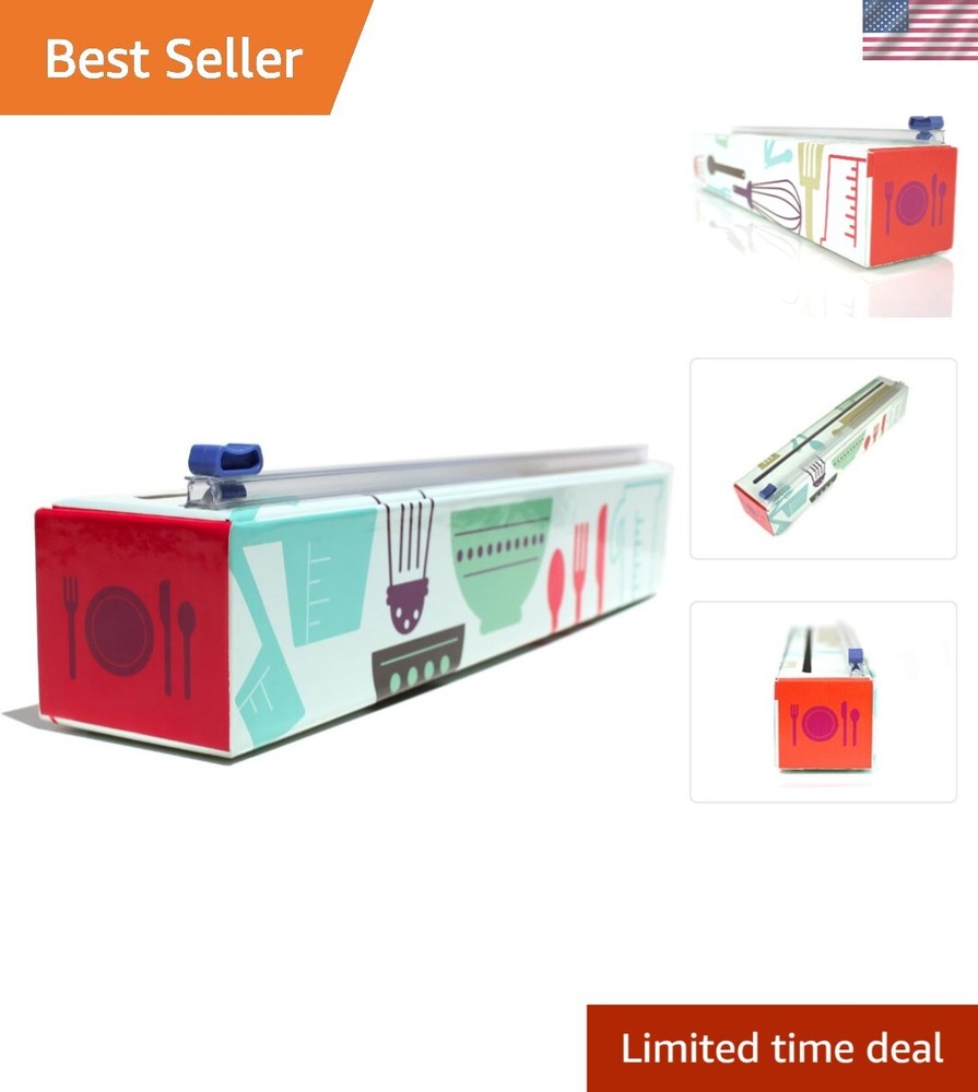 Efficient Kitchen Tool: Refillable Plastic Wrap Dispenser with Stability Feet