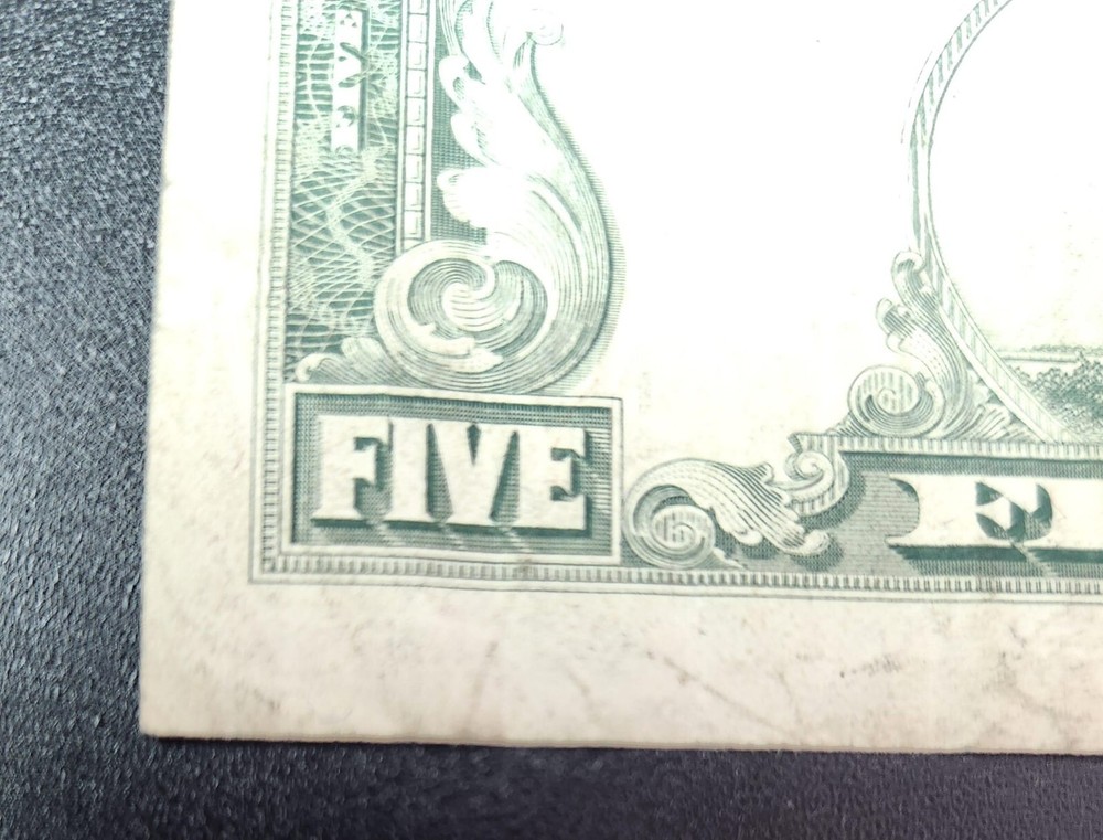 1985 5 dollar bill Miscut ERROR