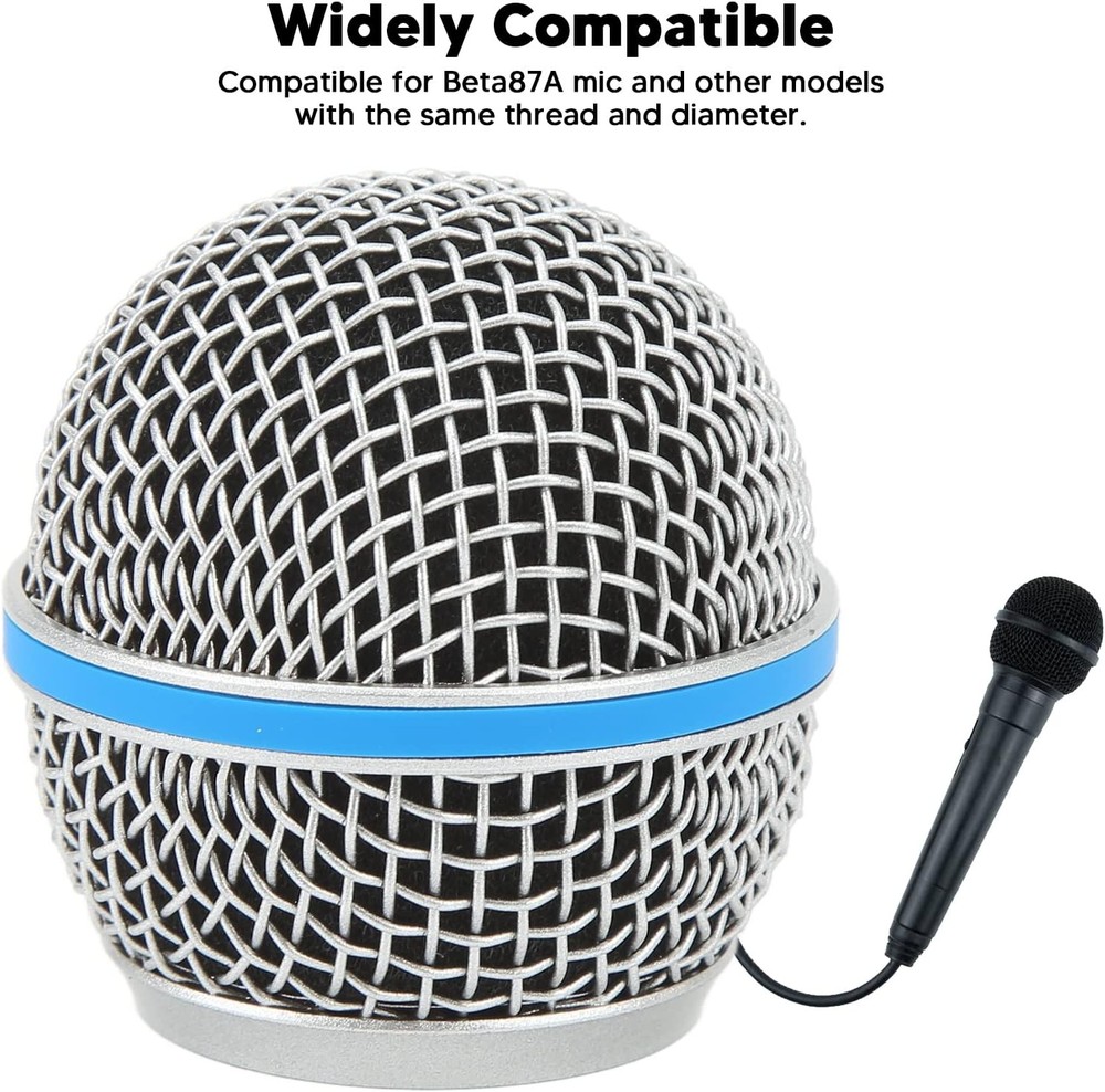 Microphone Grill, Replacement Steel Mesh Grill Head for Beta58A...