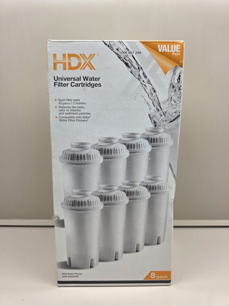 NEW HDX Water Pitcher Universal Replacment Water Filter Cartridges 8-Pack