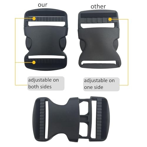 6 Set 1.5 Inch Flat Dual Adjustable Plastic Quick Side Release Plastic Buckles