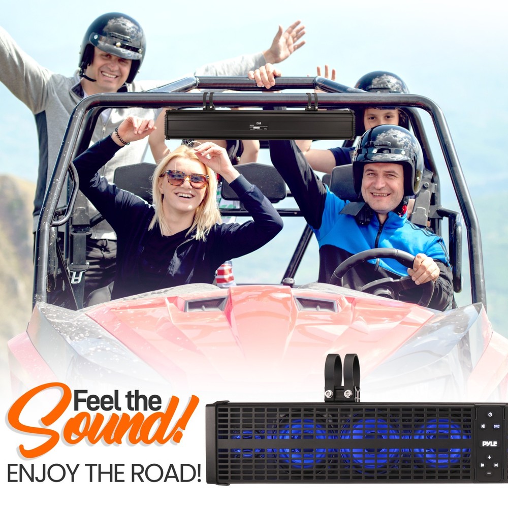 Pyle 32” Powered ATV/UTV Soundbar System-Built-in Class D Stereo Power Amplifier