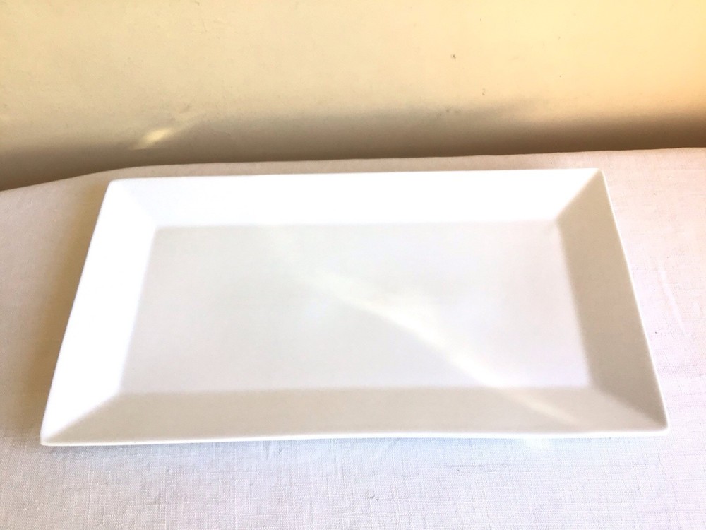 Williams Sonoma Open Kitchen White Ceramic Modern Rectangle Serving Platter