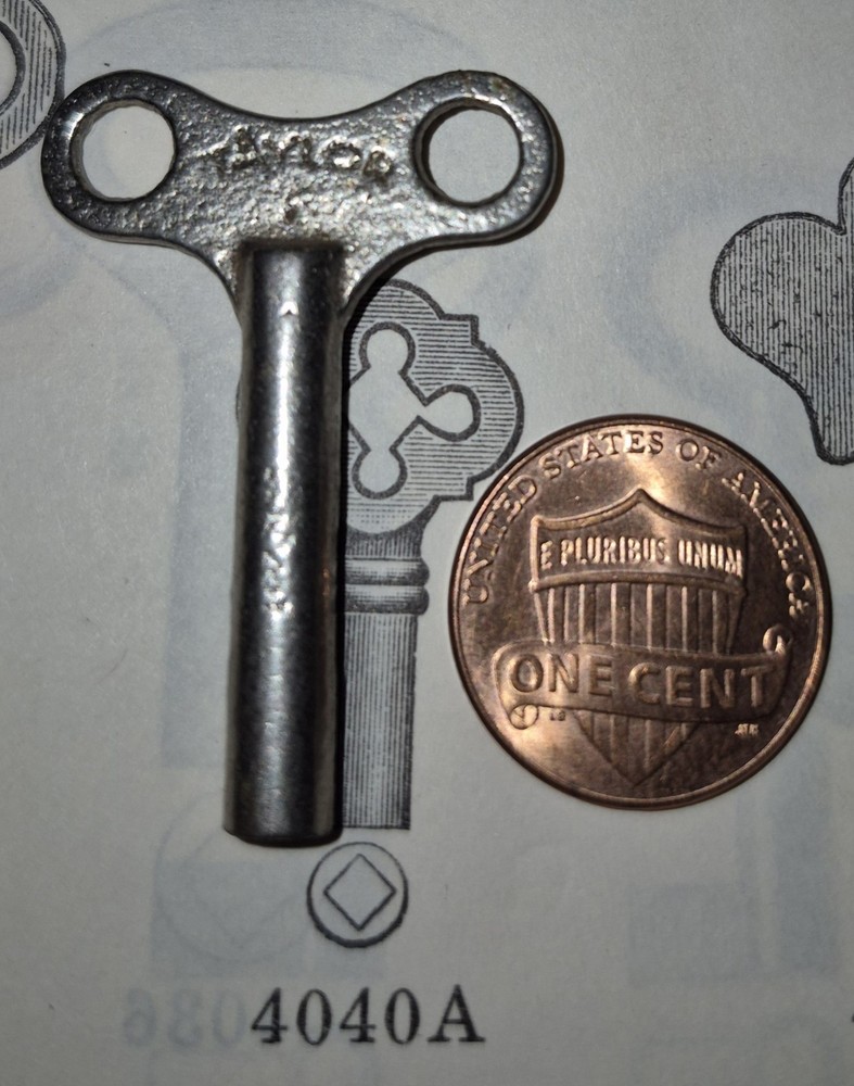Taylor #671, Graham # 4040A Long Barrel Key. Square Ended Fitted Key.
