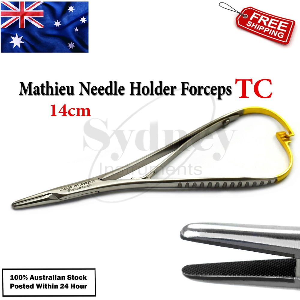 Dental Mathieu TC Needle Holder Forceps 14cm Elastomeric Tungsten Carbide Ortho