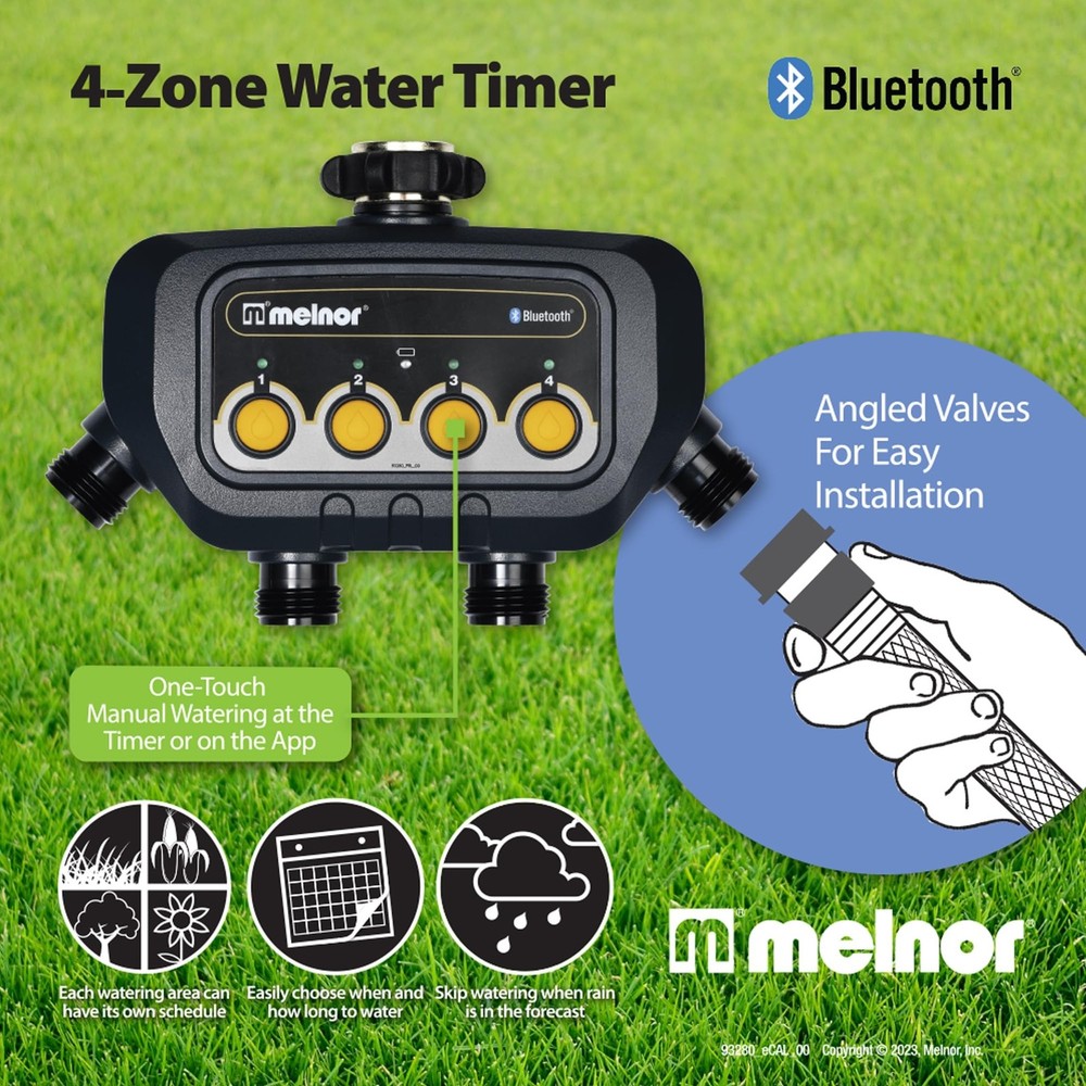 Melnor 65184AMZ Bluetooth Water Timer with 4-Zone Control, 12 Programmable St...