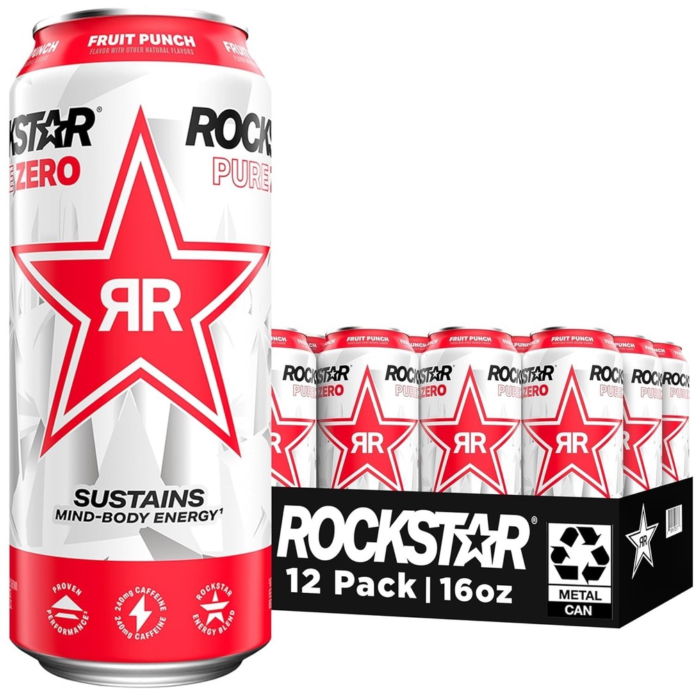 Sparkling Fruit Punch Energy Drink, 0 Sugar, 16oz 12 Pack
