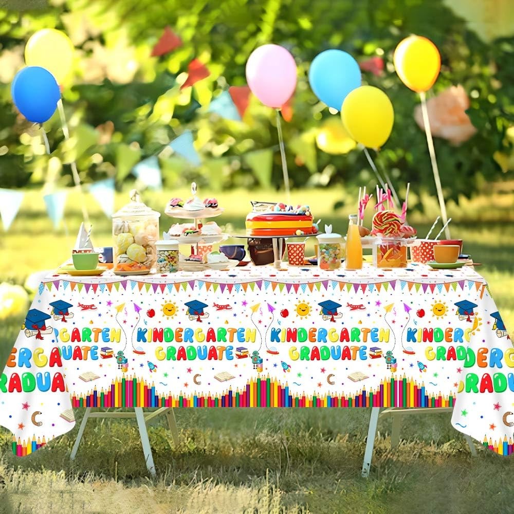 3 Pack Kindergarten Graduate Decorations Disposable Plastic Tablecloths Graduati