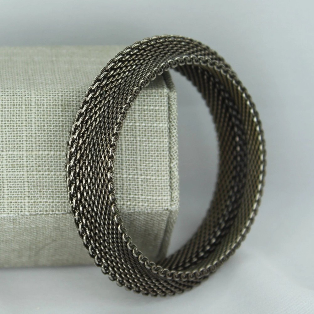 Wire Mesh Bracelet - Handsome Dark Metal Bangle