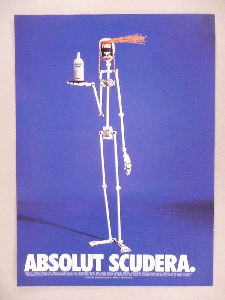 Absolut Vodka MAGAZINE AD - 1996 ~~Absolut Scudera