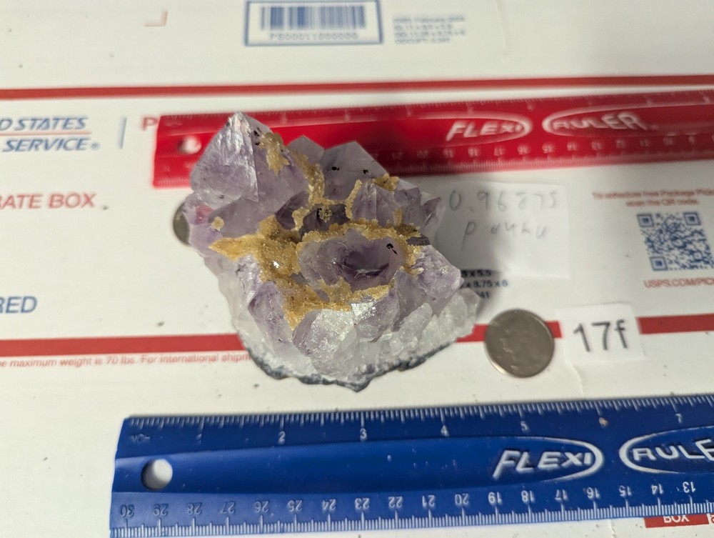 Amethyst crystal cluster gemstone 0.96875 pound LBS lb