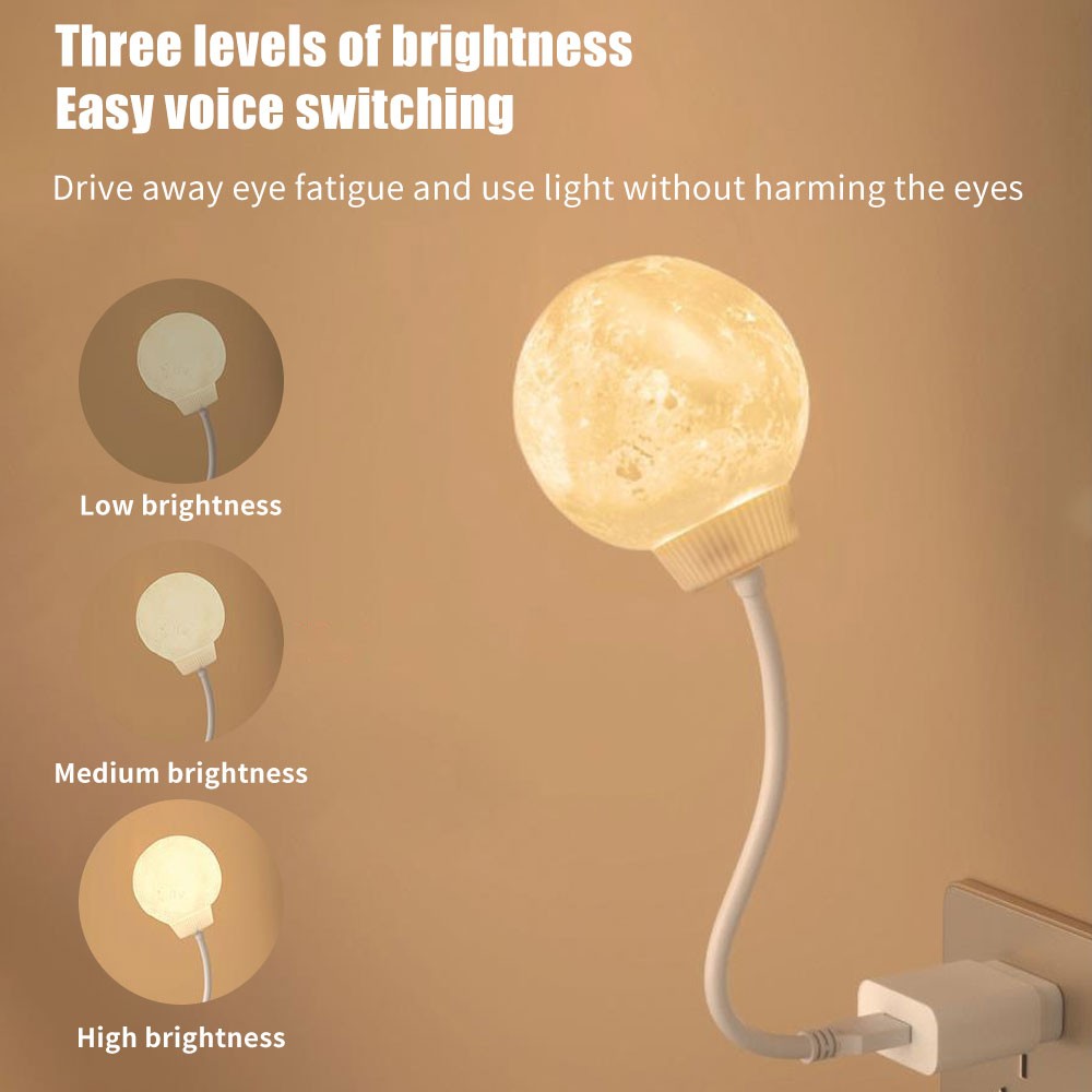 Voice Activated Night Light, Voice Controlled Moon Night Light CW