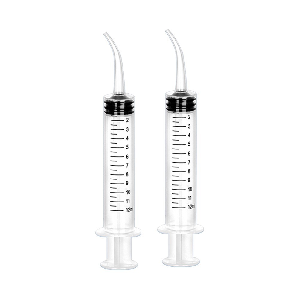 10x一次性牙科灌溉注射器带弧头- 12ml