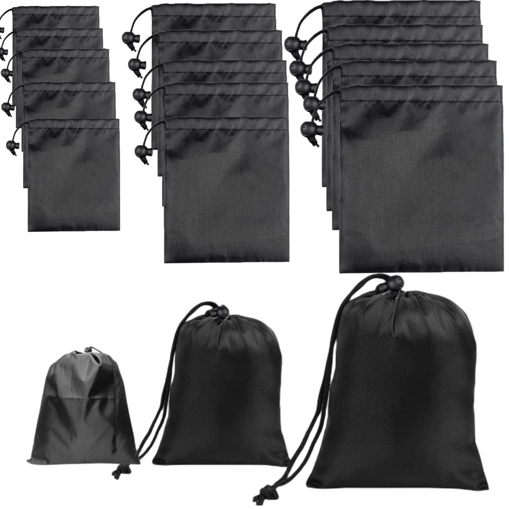 Jarler 15packs Drawstring Bag String with Toggle - 15Pcs Multi Size, Black