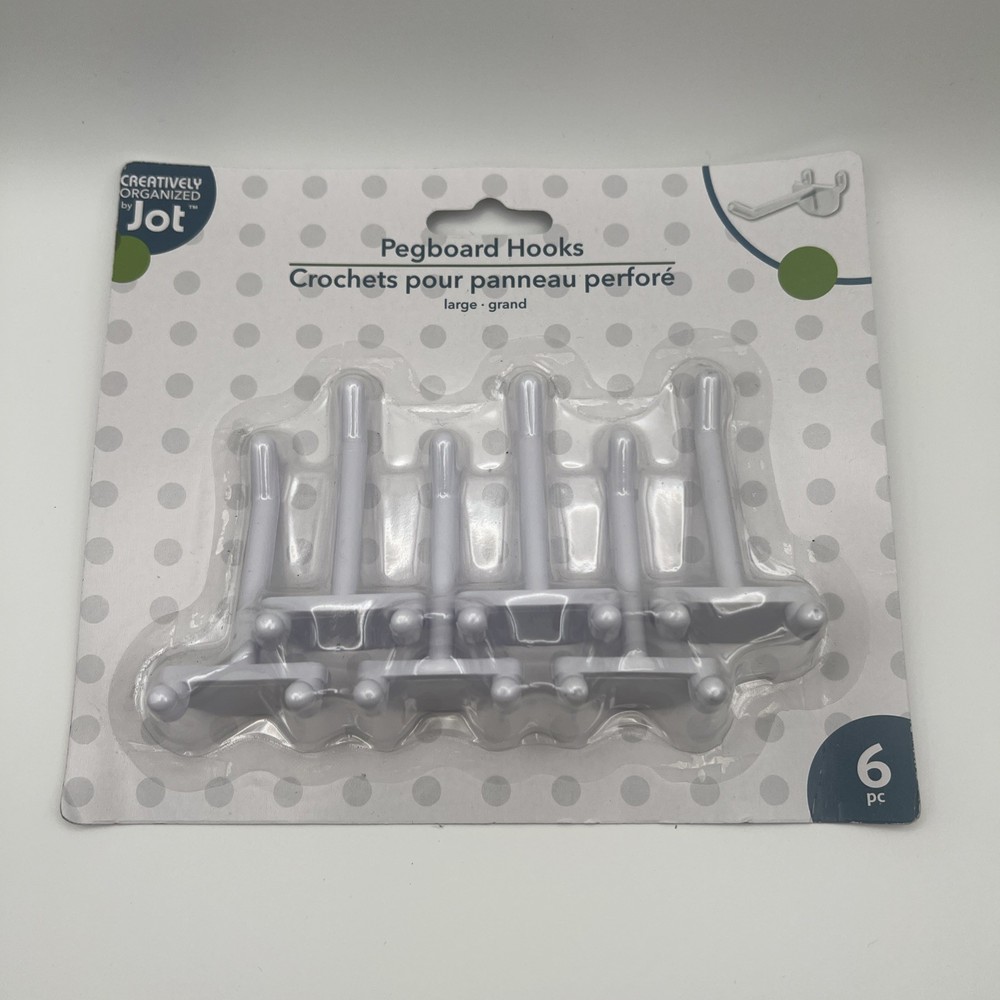 Jot Large Plastic Pegboard Hooks 6pc.