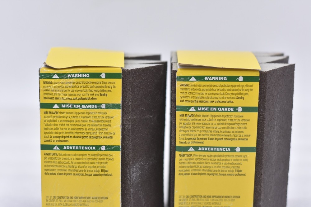 Lot of 2 3M Single Angled General Purpose Sanding Sponges - Medium 3 Pack
