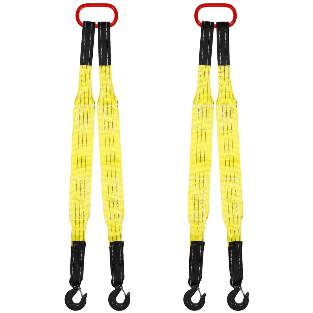 2 Pack Lifting Slings Straps with Hooks Web Slings Capacity Polyester Bridle ...