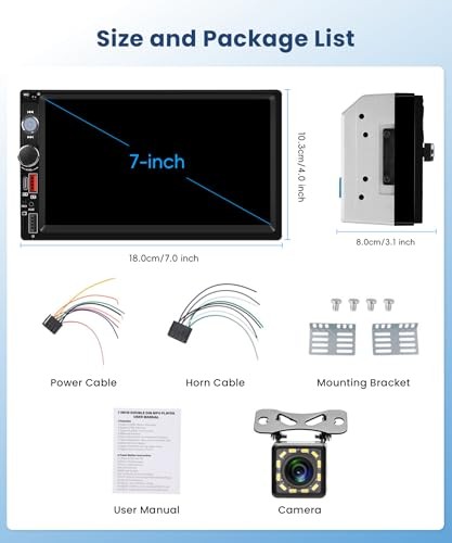 2 DIN Car Stereo Wireless Carplay&Android Auto, USB-C Head Unit 7” Touch