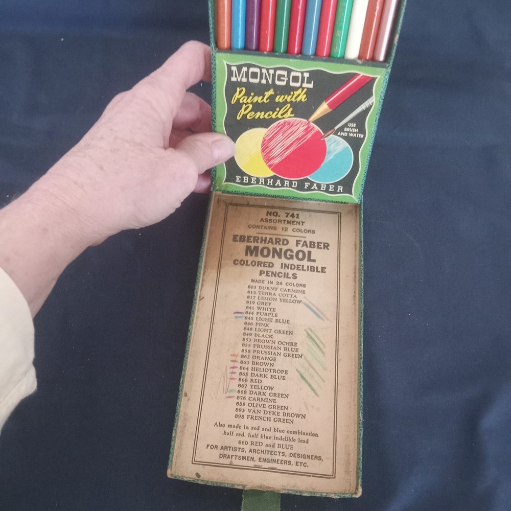 VTG Mongol Colored Pencil Box Easel Style 1950's READ