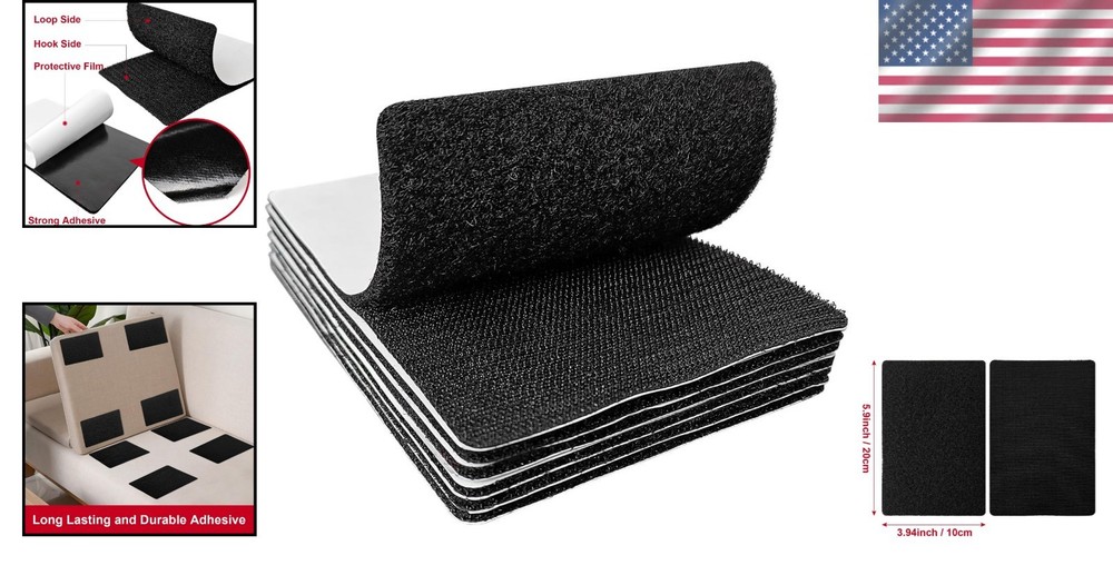 Versatile 4x6 Inch Hook and Loop Strips - Essential for Home and Craft Projects