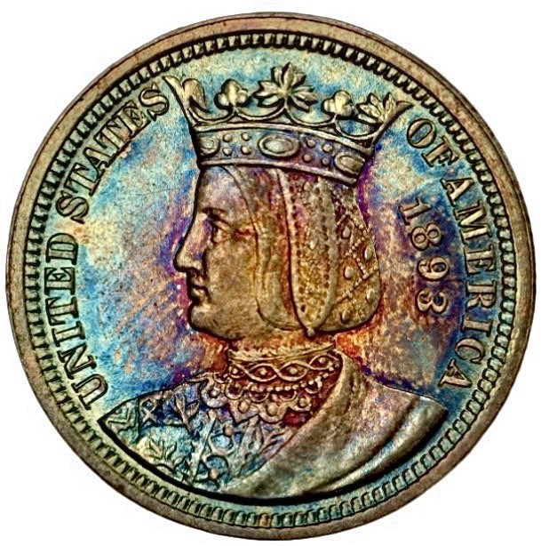 1893 ISABELLA COMMEMORATIVE QUARTER AMAZING TONING **READ DESCRIPTION**