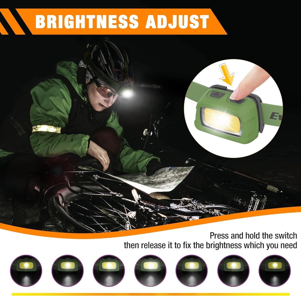 EverBrite Rechargeable Headlamp Multi-color 7Lighting Modes w/Memory Function