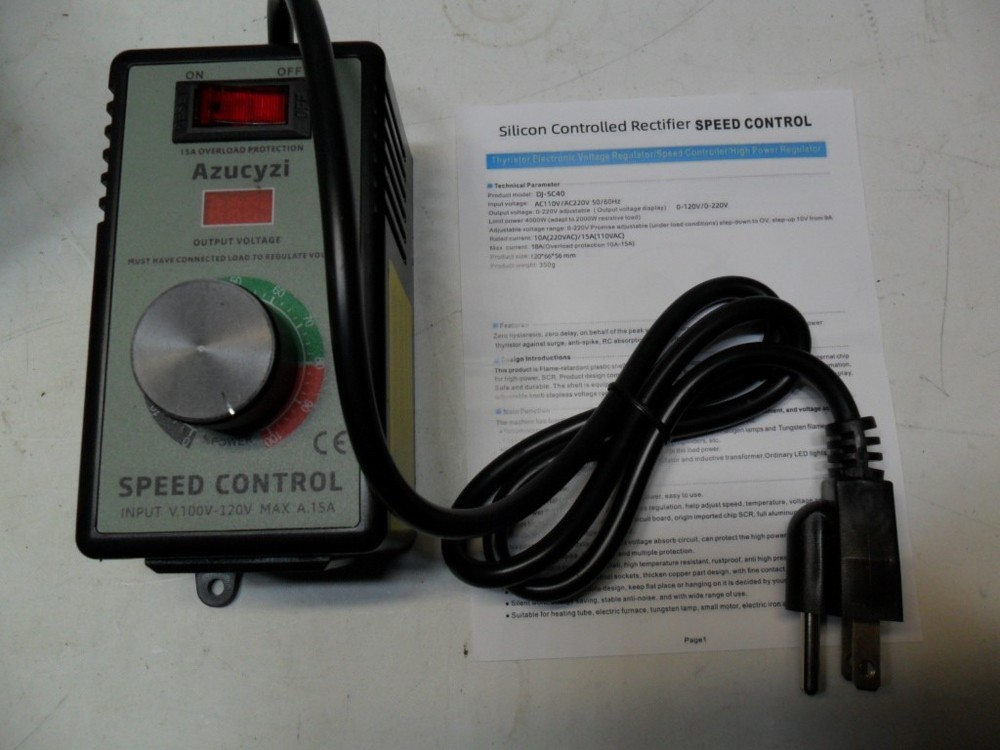 AC Motor Variable Speed Controller 120V 15A 4000W & Overload Protection Switch