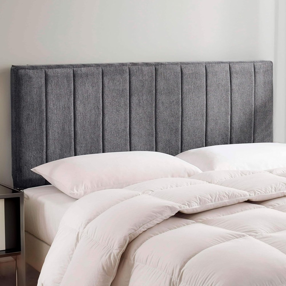 Chic Grey Queen Headboard - Foldable, Stain-Resistant, Modern Design for Comfort