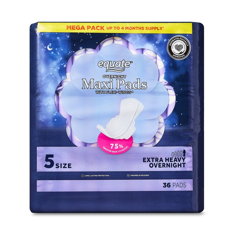 Equal Overnight Maxi with wing pads, size 5 (36 pieces)