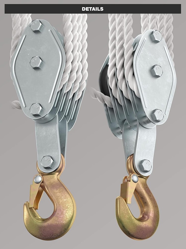 Versatile 4000LB Capacity Pulley System - 65ft Rope for Garage, Workshop & More