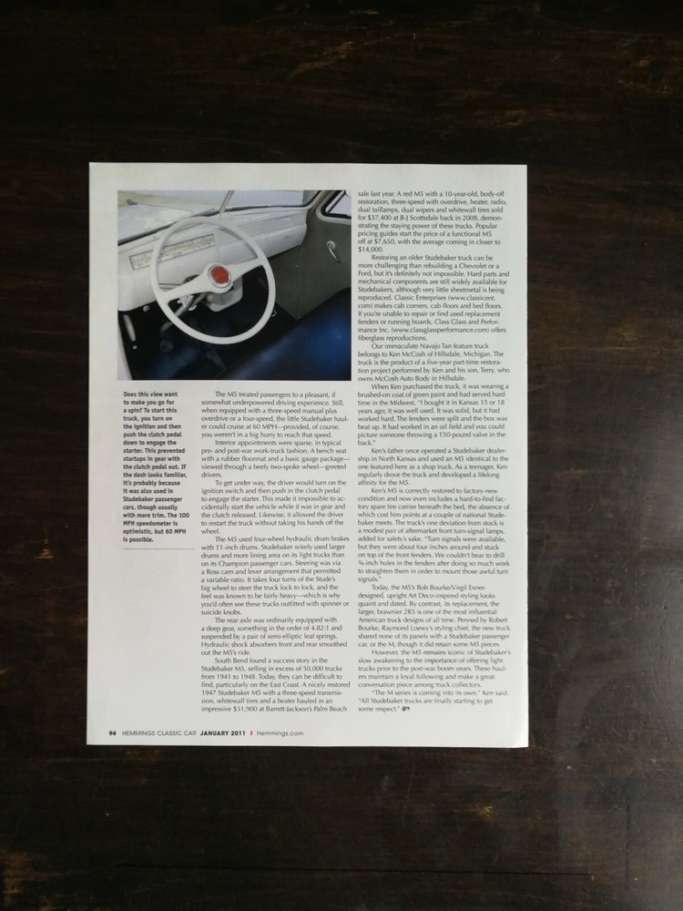 Studebaker 1937 M5 Pickup Truck 3-Page Original Article 1023