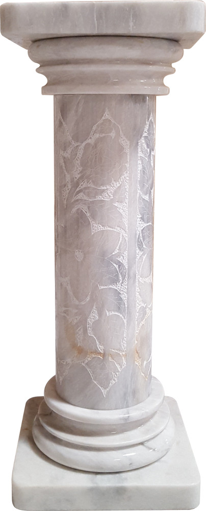 Solid White Marble Pedestal Column 36" Tall. Pickup Only.