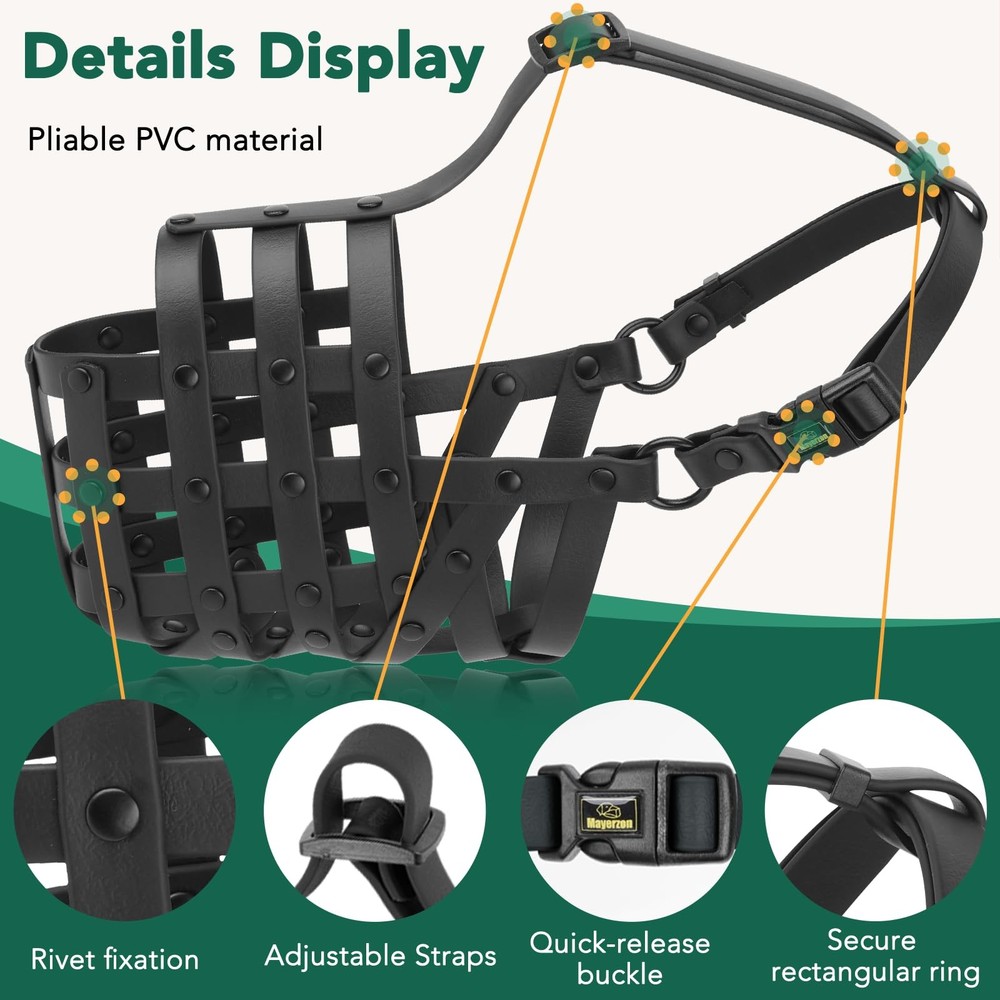 Dog Muzzle for Medium Large Dogs, Humane Basket Muzzle, Soft & Lightweight & ...