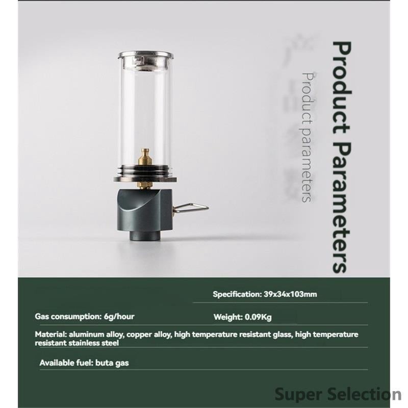 Portable Gas Lantern Windproof Adjustable Flame Ultralight For Camping Hiking