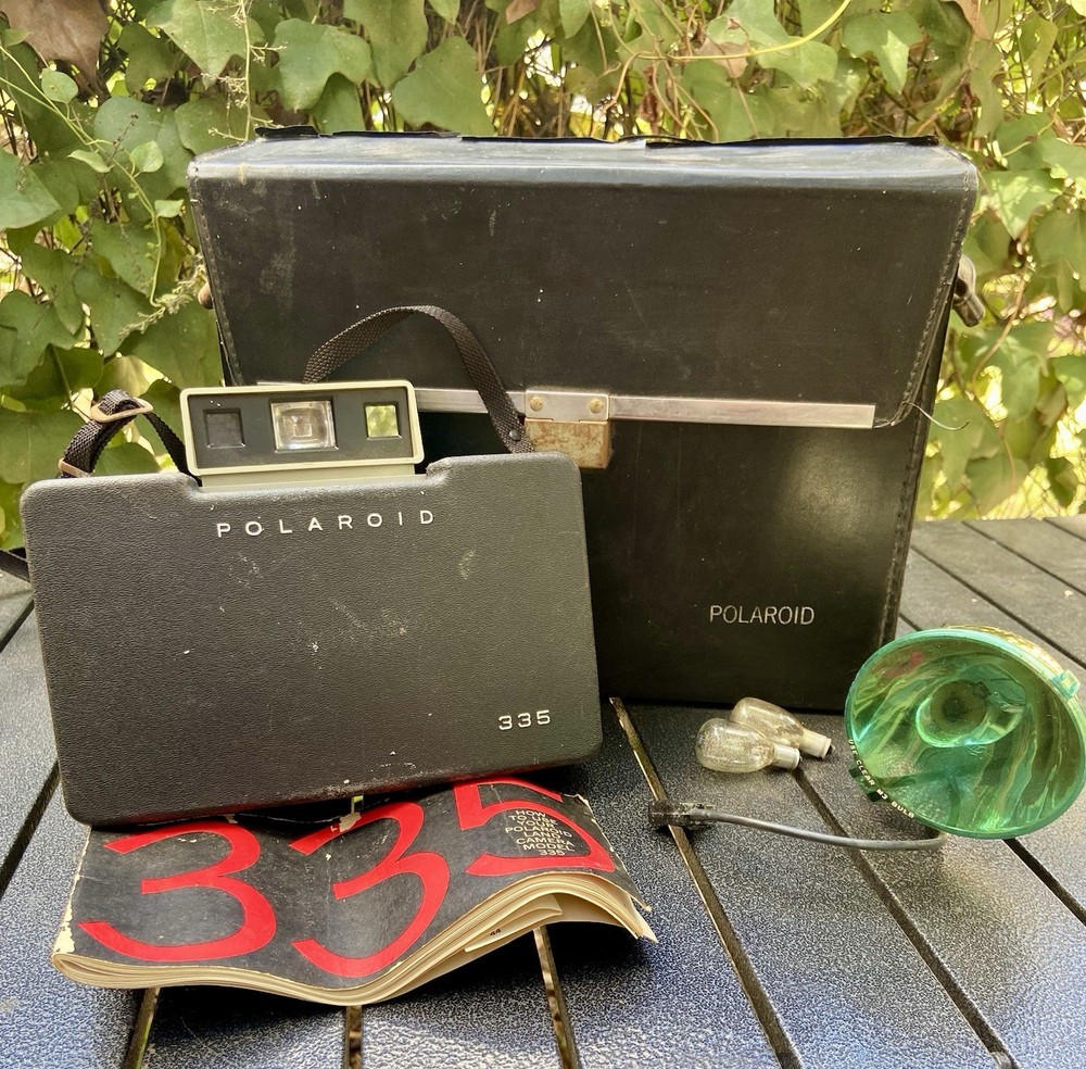 Polaroid Land Camera 335 With Case, Manual And Flash- Not Tested