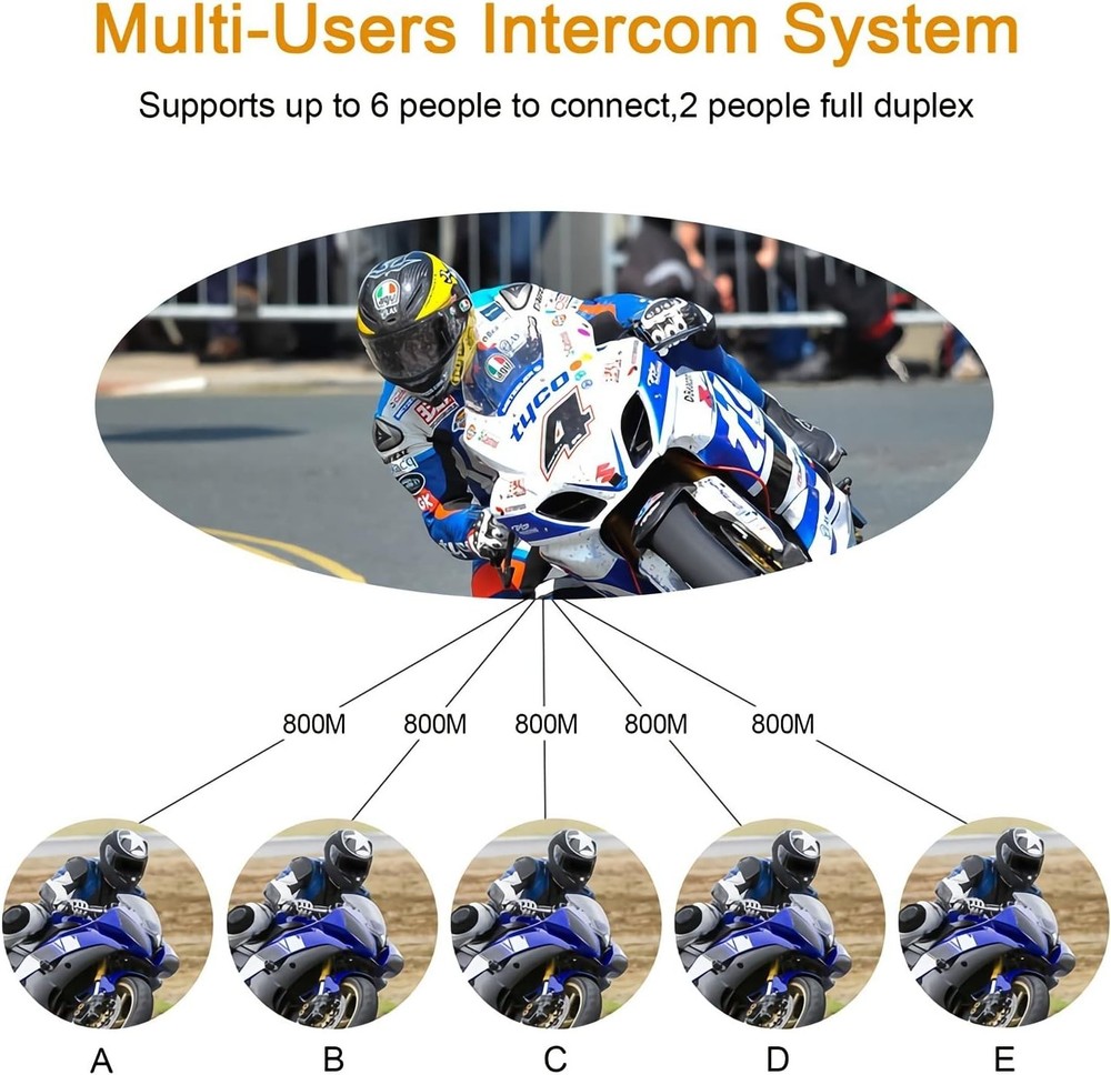 V6 Pro Motorcycle Helmet Bluetooth Intercom Headset 1200M 2 2Pack