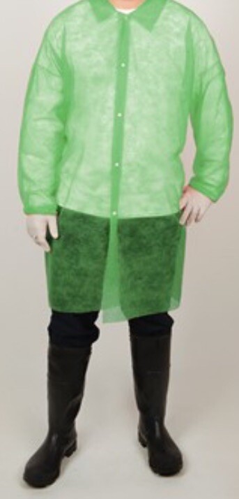 POLYLITE® LONG SLEEVE SNAP FRONT GREEN DISPOSABLE LAB COAT 30/CASE