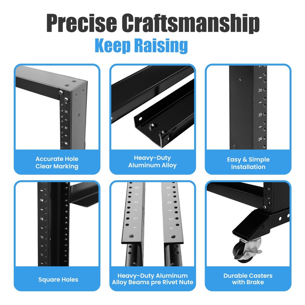 28U 4 Post Open Frame 19" Data Network Desktop 24in Deep Server/Audio Rack 800MM