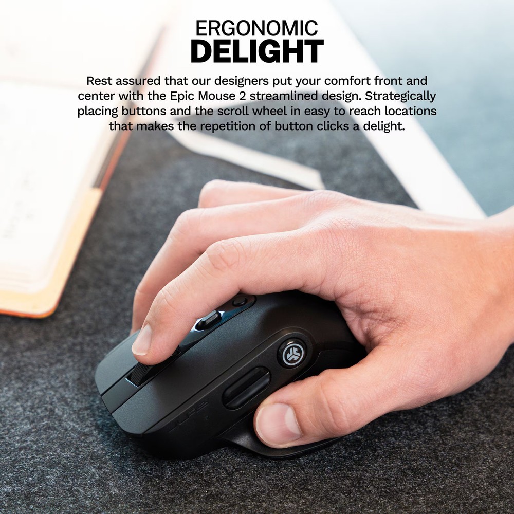 JLab - EPIC Wireless Bluetooth Mouse 2 - Wireless - Black