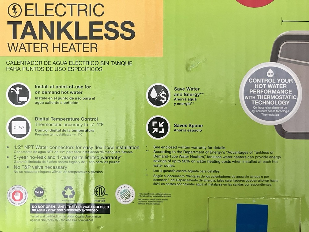 Rheem RETEX-04T Electric Tankless Water Heater Digital Display 3.5kW