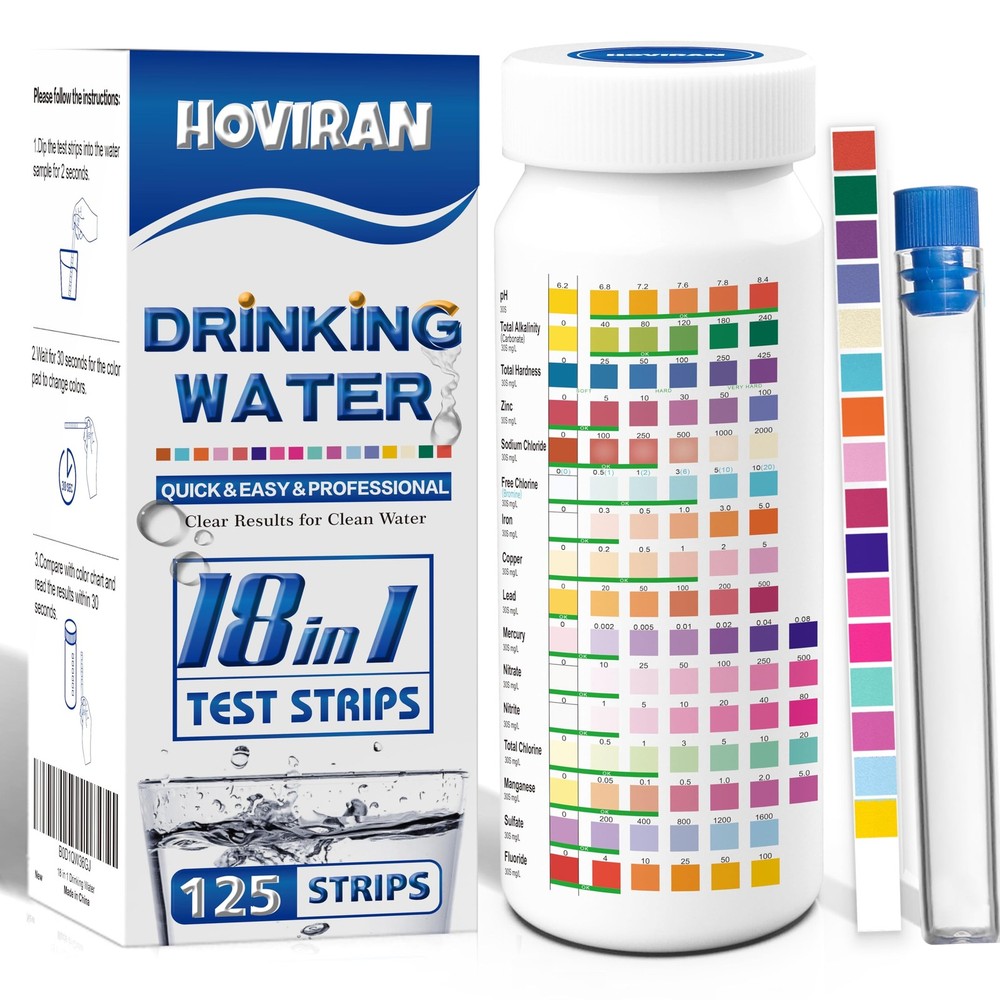 125 Ct Drinking Water Test Strips - Home, Well Water Testing Kit for Lead, Hardn