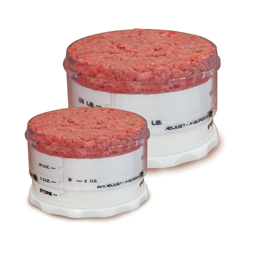 Adjust-A-Burger Press Set, Plastic, 2-Piece, White