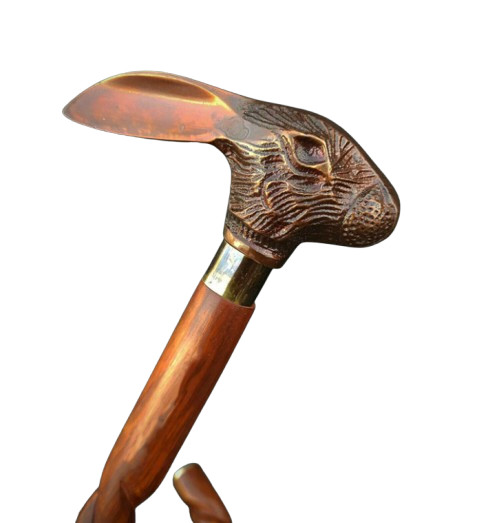 Rabbit Head Handle With Victorian Wooden Walking Cane Sticks