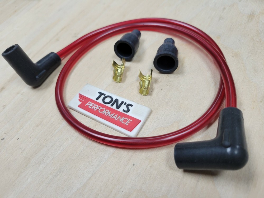 28" VINTAGE UNIVERSAL RED PVC TRANSLUCENT SPARK PLUG WIRE 7MM KIT COPPER CORE